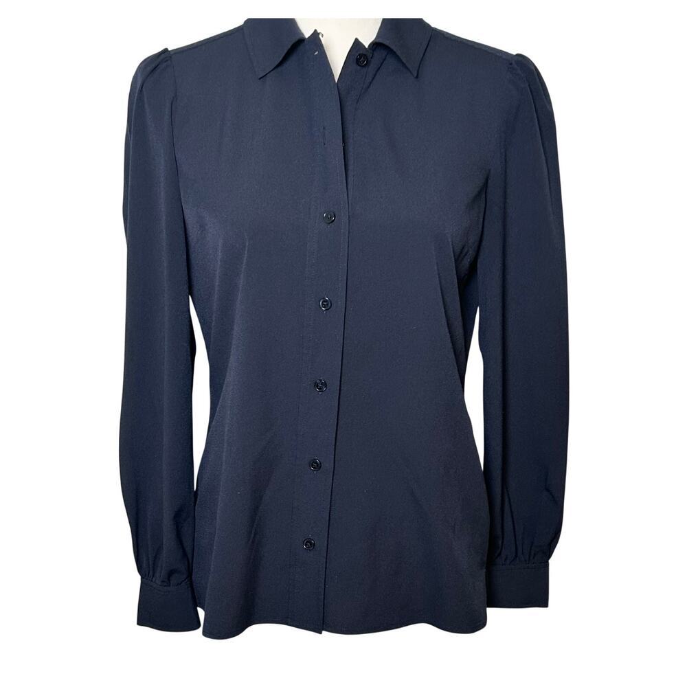 Tory Burch women's navy puff sleeves long sleeve button down size 4